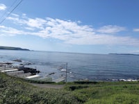 a view of the ocean from a hillside